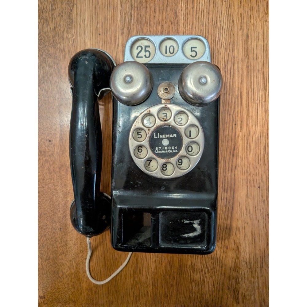 Vintage 1940s Linemar Pay Phone Toy (Collectible Black)(Rare)